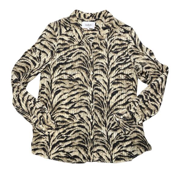 Ba&sh Women's Isaac Zebra Long Sleeve Shirt Small - Picture 1 of 11